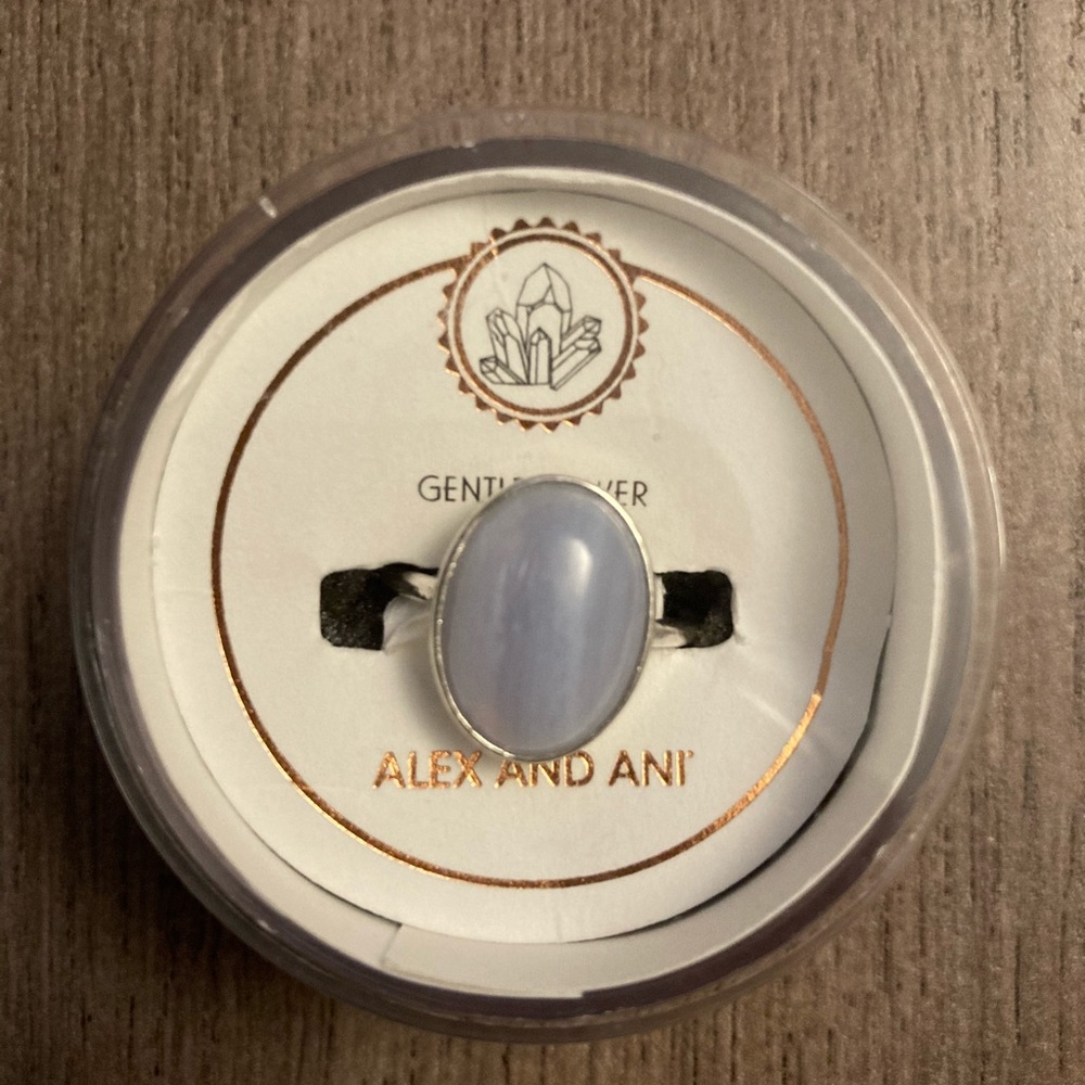 Alex and Ani Blue Lace Agate Adjustable Ring